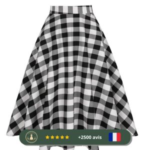 Jupe à carreaux noirs et blancs des années 30