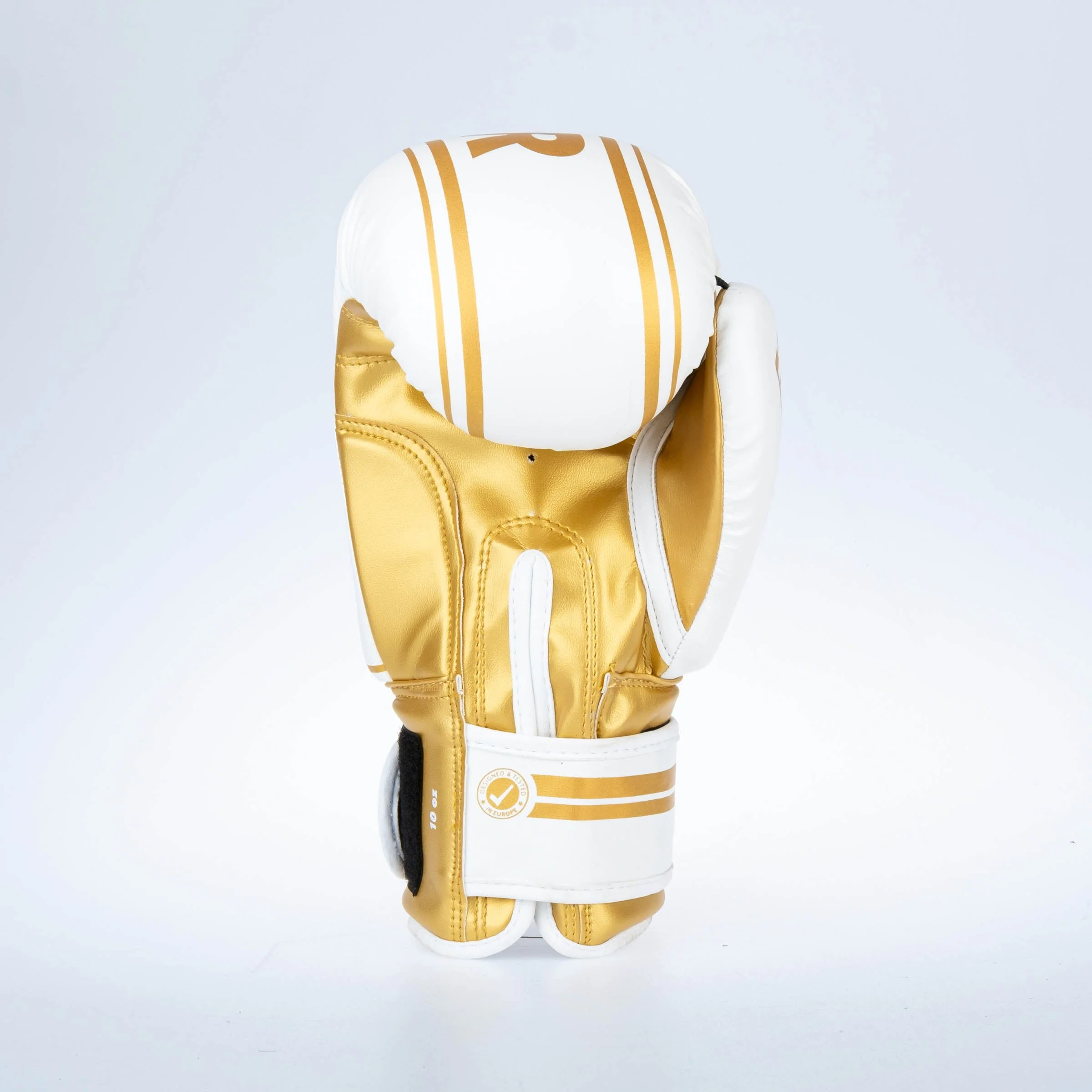 Fighter Boxing Gloves Basic Stripe - white/gold – Image 3