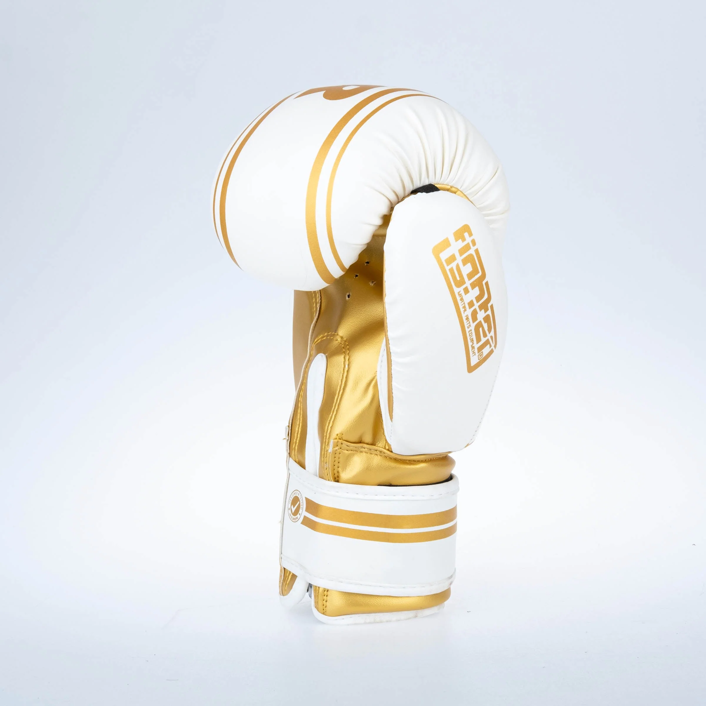 Fighter Boxing Gloves Basic Stripe - white/gold – Image 4