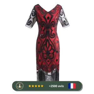 Robe rouge évasée style des années 20
