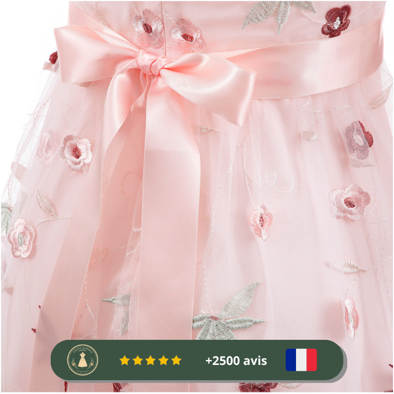 Robe trapèze rose avec dentelle à motifs fleuris des années 20 – Image 3