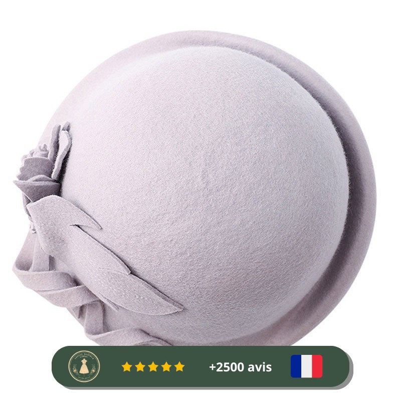 Chapeau gris en laine à motif de fleur années 20 – Image 4