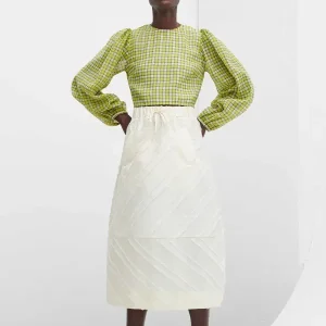 Ganni – Blouse Carreaux – Vert Lime – Organza