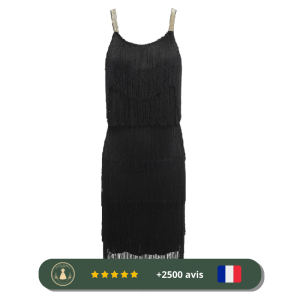 Robe noire taille basse à plage évasée des années 20