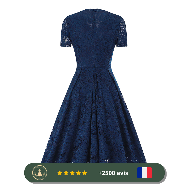 Robe bleue trapèze en dentelle inspirées des années 20 – Image 4