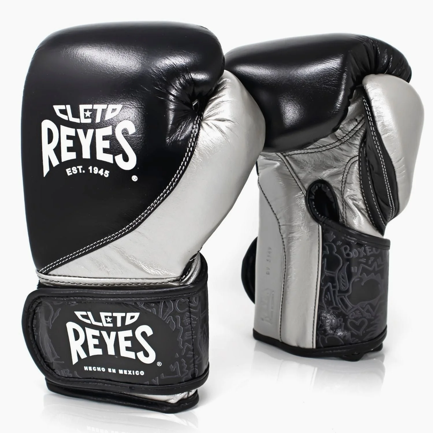 Gants de boxe Cleto Reyes Entraînement Haute Précision CE7 Noir-Argent – Image 2