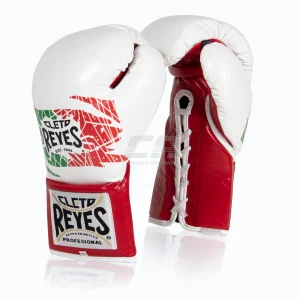 Gants de boxe Cleto Reyes Professionnel CB2 Blanc-rouge Mexican avec lacets