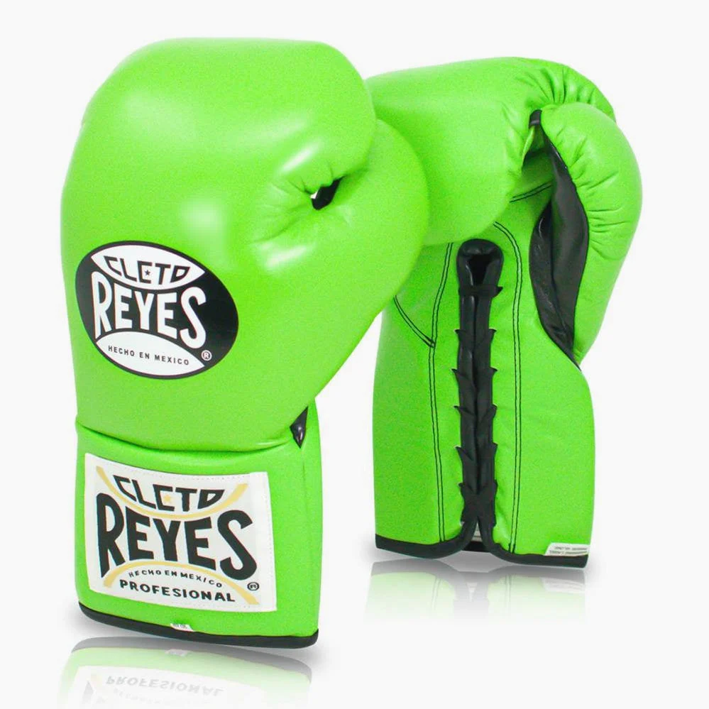 Gants de boxe Cleto Reyes Professionnel CB2 Vert Lime avec lacets – Image 2