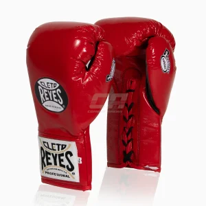 Gants de boxe Cleto Reyes Safetec CB4 Rouge-noir avec lacets