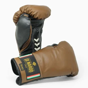 Gants de boxe Di Nardo avec lacets Marron Noir 10 Oz
