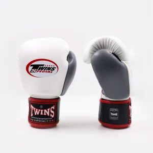 Gants de Muay Thai Twins Special BGVL3 Noir-blanc-gris