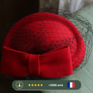 Chapeau Fedora rouge en laine des années 30