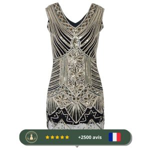 Robe noire à broderie des années 20