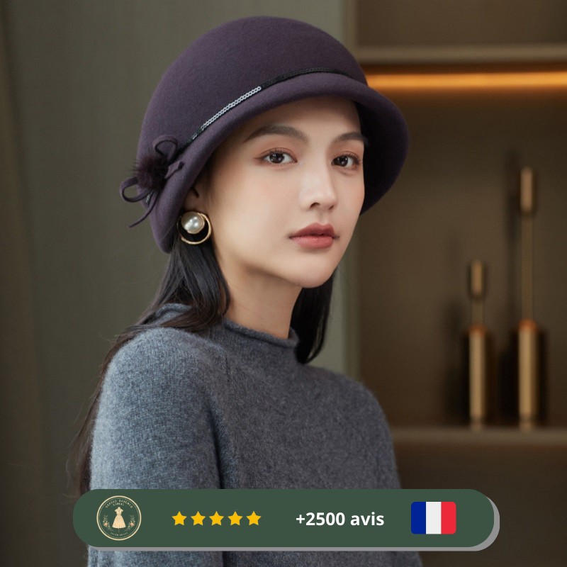 Chapeau Fedora violets en laine des années 30 – Image 3