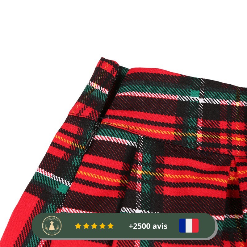Jupe rouge à carreaux style des années 30 – Image 3