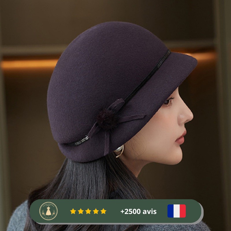 Chapeau Fedora violets en laine des années 30 – Image 2