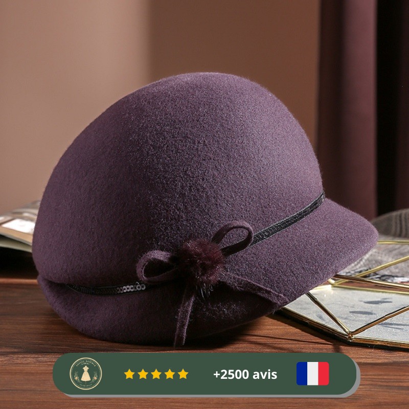 Chapeau Fedora violets en laine des années 30 – Image 4