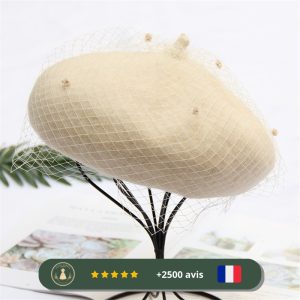 Chapeau beige en laine des années 20 pour femme