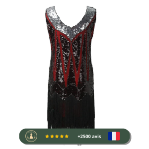 Robe à franges et paillettes rouge au style des années 20