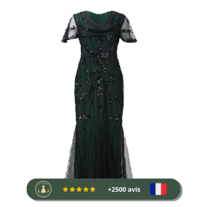 Robe longue verte grande taille des années 20