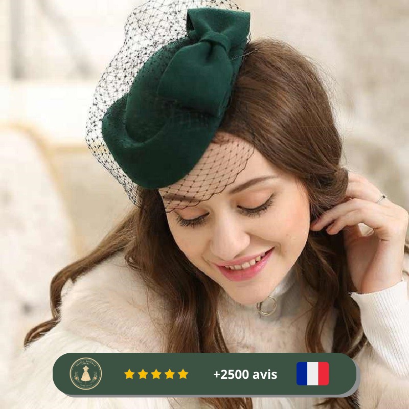 Chapeau vert sombre en laine des années 30 pour femme – Image 3