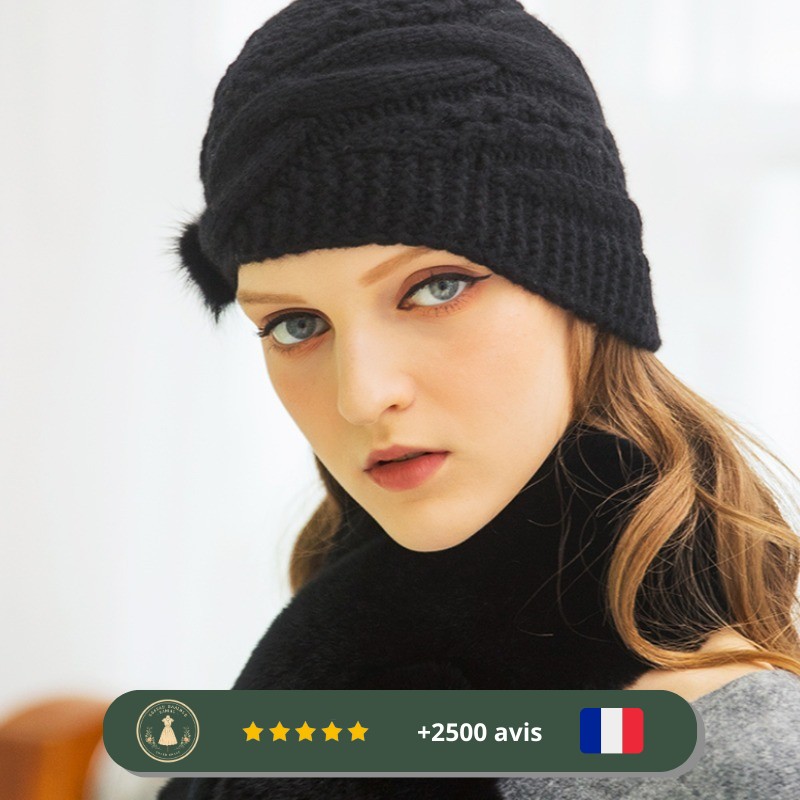 Chapeau années 30 noir tissé – Image 4