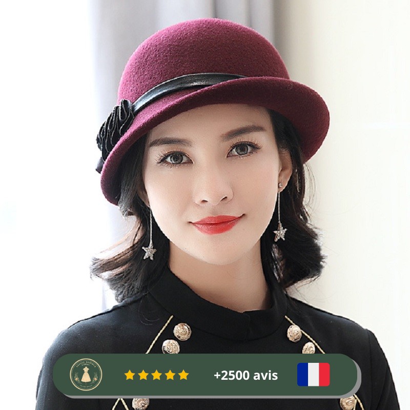 Chapeau violet à bords irréguliers des années 30