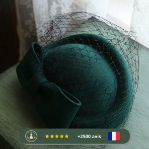 Chapeau vert sombre en laine des années 30 pour femme