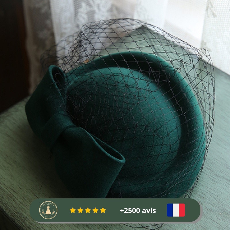 Chapeau vert sombre en laine des années 30 pour femme – Image 2