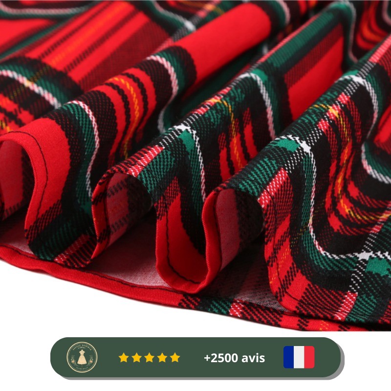 Jupe rouge à carreaux style des années 30 – Image 4