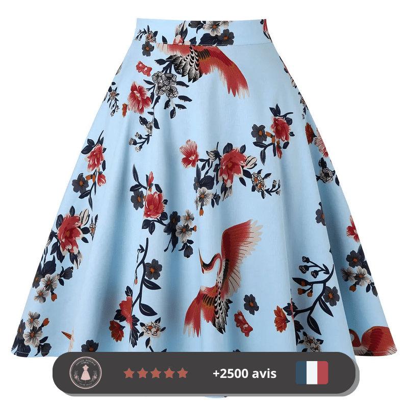 Jupe années 30 imprimé floral – Image 3