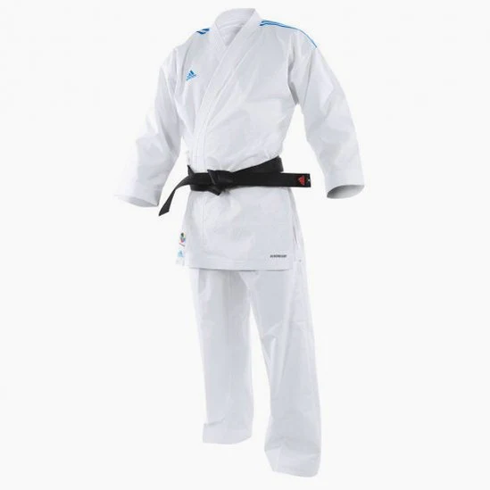 Karategi Adidas Kumite Adilight Primegreen WKF Rayures Bleues – Image 2