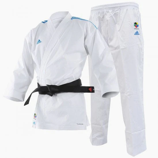 Karategi Adidas Kumite Adilight Primegreen WKF Rayures Bleues – Image 3