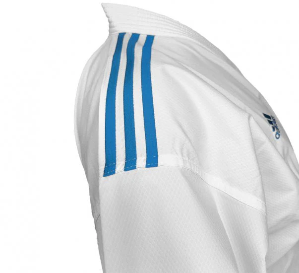 Karategi Adidas Kumite Adilight Primegreen WKF Rayures Bleues – Image 5