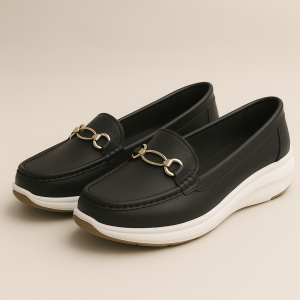 Mocassin Femme Compensé en Cuir