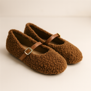 Mocassin Femme Fourré à Bride