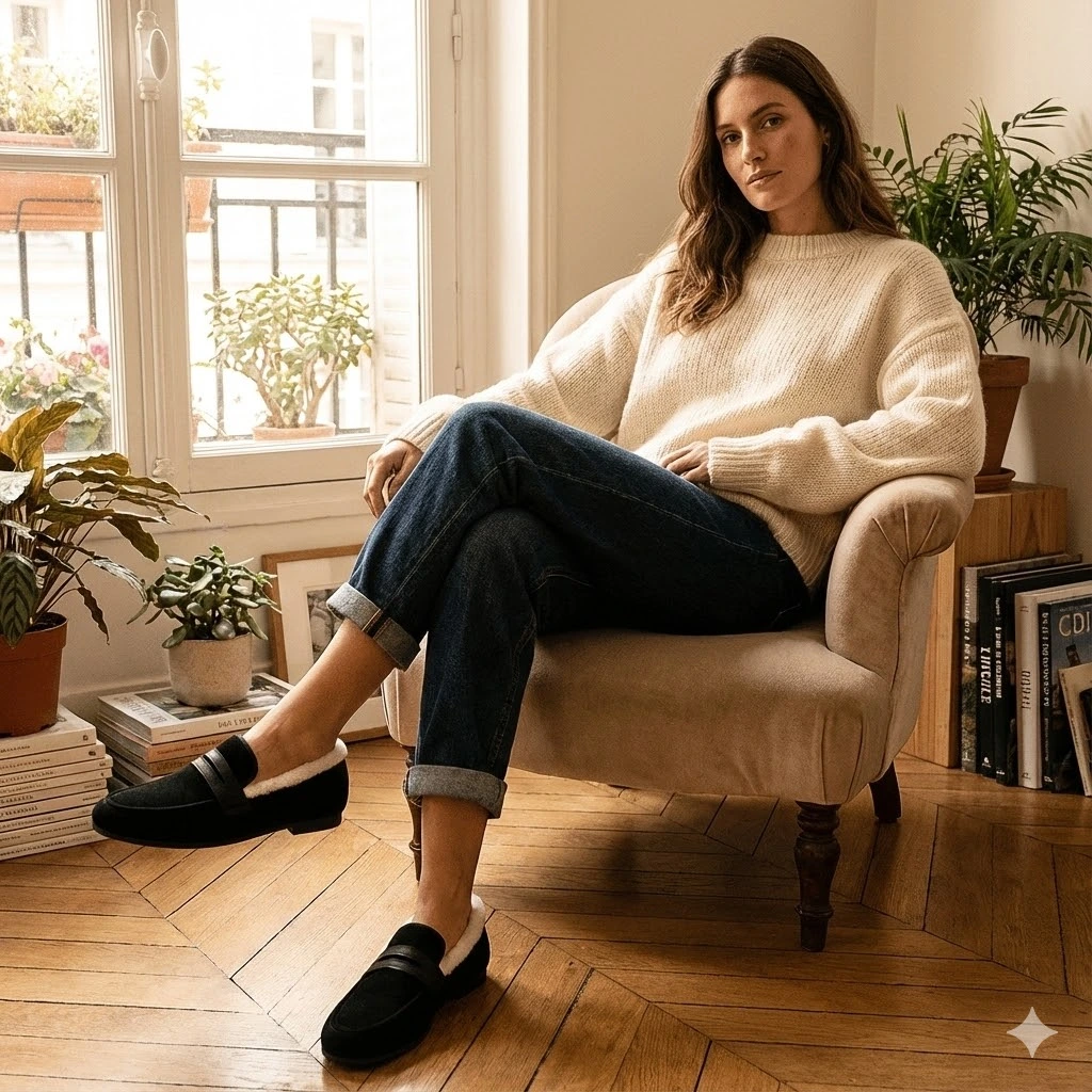 Mocassins Femme Hiver en Suédine avec Doublure Fourrée – Image 5