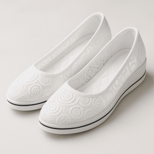 Mocassins Femme en Dentelle Blanche Compensée