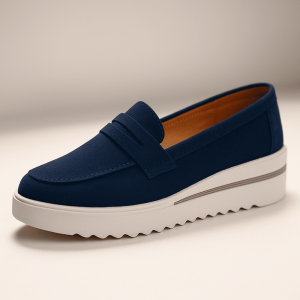 Mocassins Femme en Suédine à Semelle Compensée