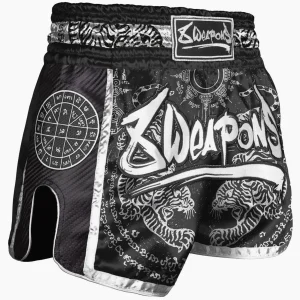 Shorts de kick-thai 8 Weapons Carbon Sak Yant Tigers
