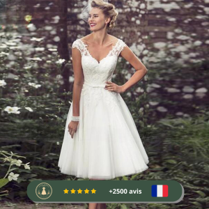 Robe courte en tulle de mariée années 30