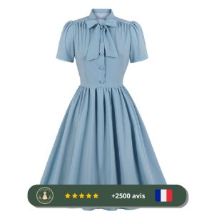 Robe années 30 charleston bleue évasée