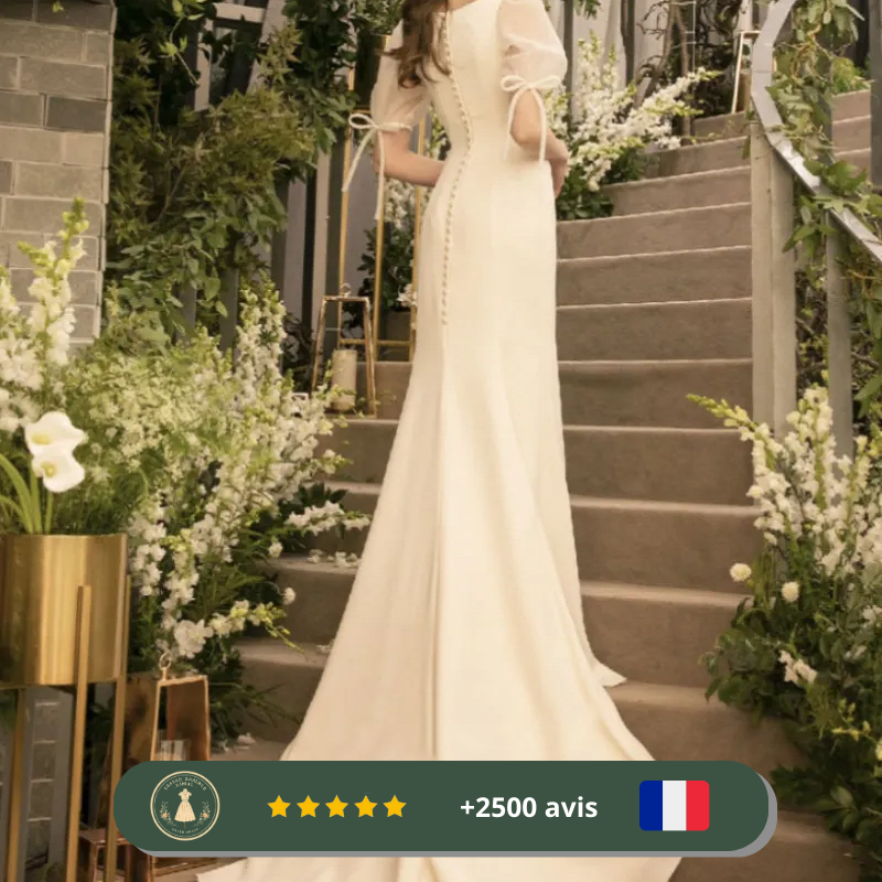 Robe de mariée beige Gatsby minimaliste des années 20 – Image 4