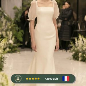 Robe de mariée beige Gatsby minimaliste des années 20