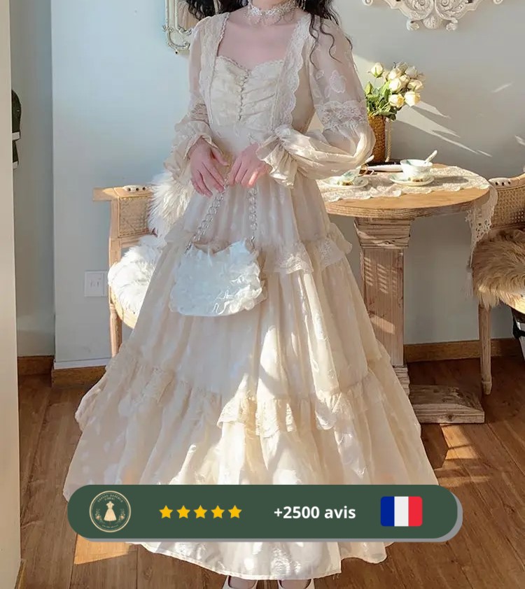 Robe de bal années 30 à manches évasées