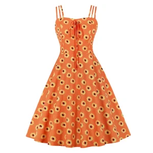 Robe fleurie années 30 orange