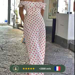 Robe à points oranges des années 30