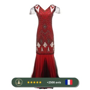 Robe rouge longue style des années 20