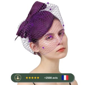 Chapeau à pince violet des années 30 pour femme