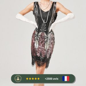 Robe noire de cocktail au style vintage des années 30